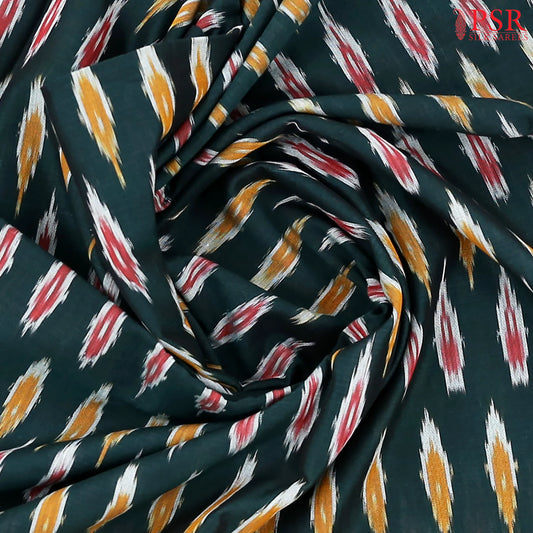 Dark Green Ikkat Cotton Saree