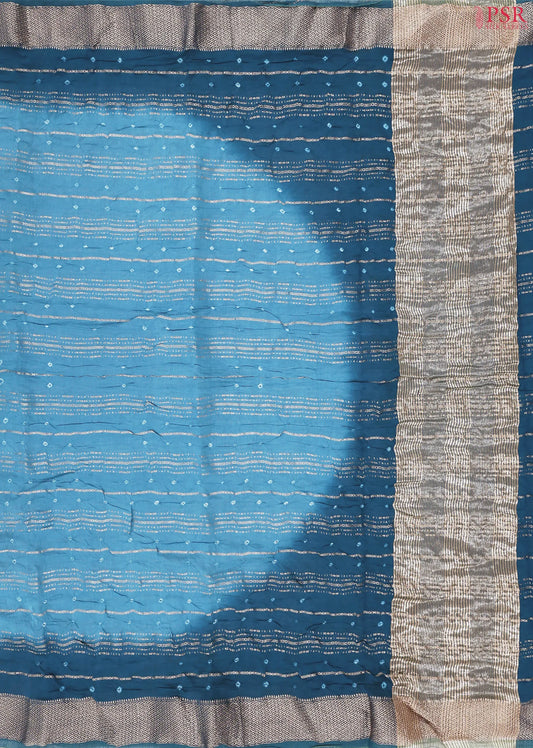 Cerulean Blue Crushed Bandhini Saree