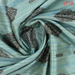 Turquoise Blue Semi Banaras Saree