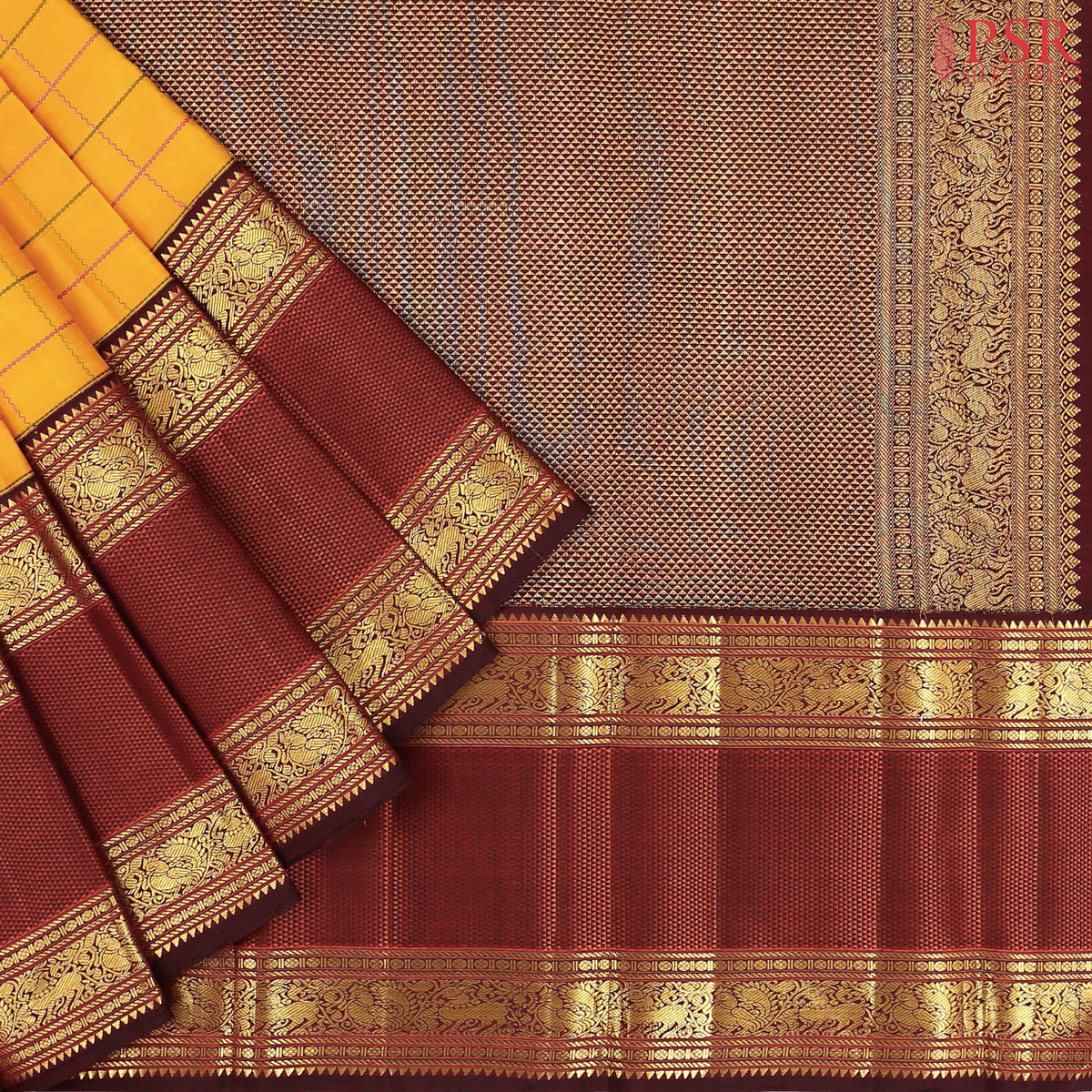 Marigold Kanchipuram Silk Saree