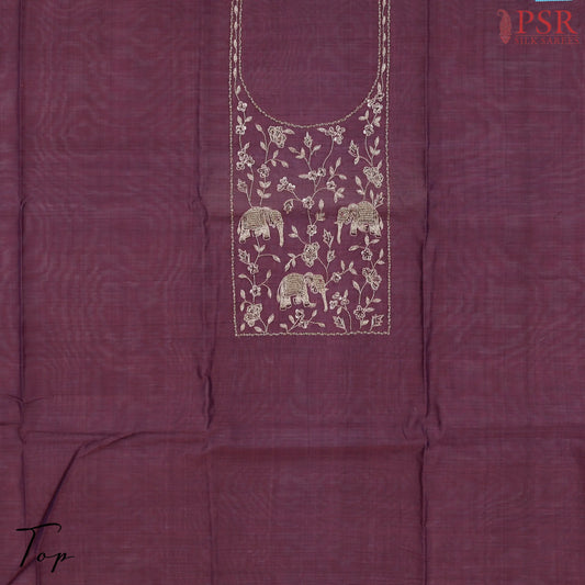 Dark Purple Pure Silk Cotton Dress Material