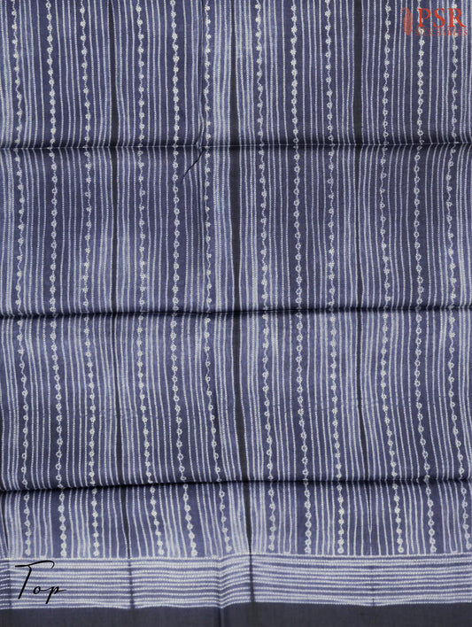 Space Blue Tassar Silk Dress Material