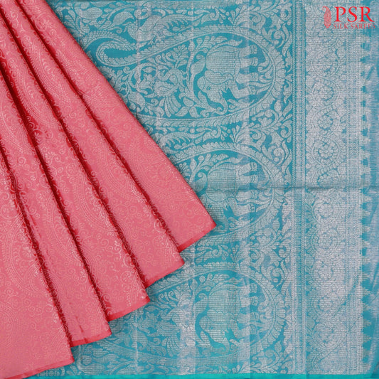 Flamingo Pink Tissue Soft Silk Saree