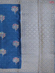 Yale Blue Banarasi Habutai Satin Saree