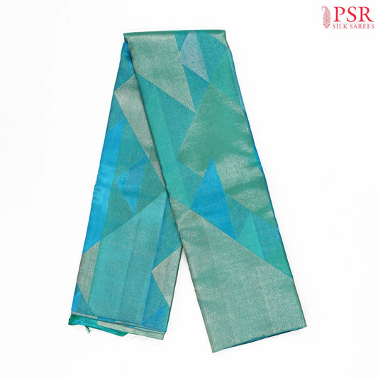 Viridian Blue Kanchipuram Jacquard Tissue Silk Saree