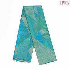 Viridian Blue Kanchipuram Jacquard Tissue Silk Saree