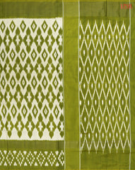 Beige & Olive Green Pochampally Silk Saree