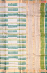 Beige & Green Kota Tussar Silk Saree