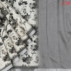 Olive Beige Linen Saree