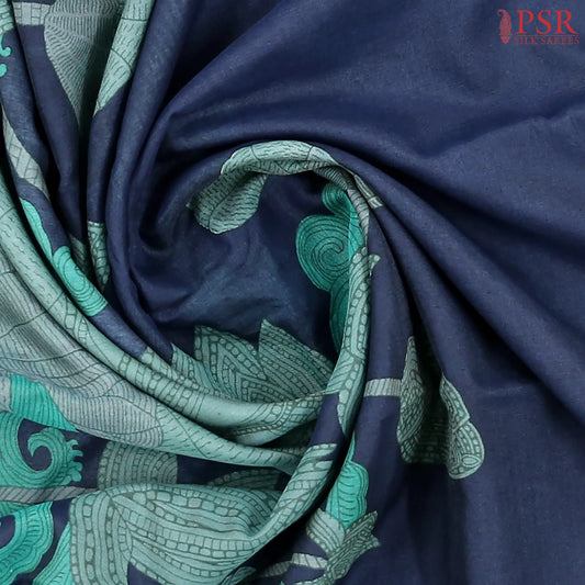 Dark Blue Chanderi Silk Cotton Saree