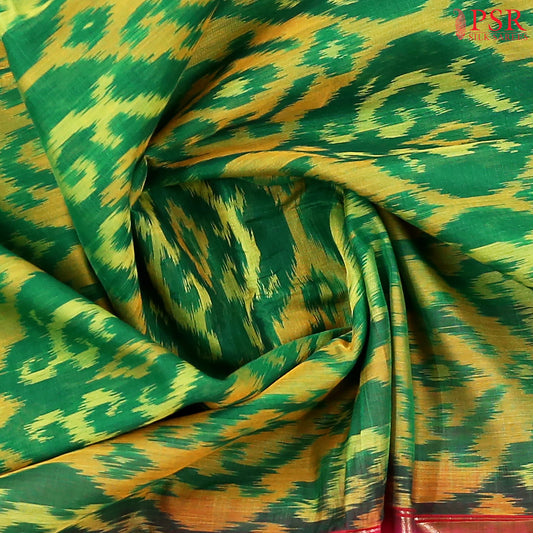 Emerald Green Patola Silk Cotton Saree