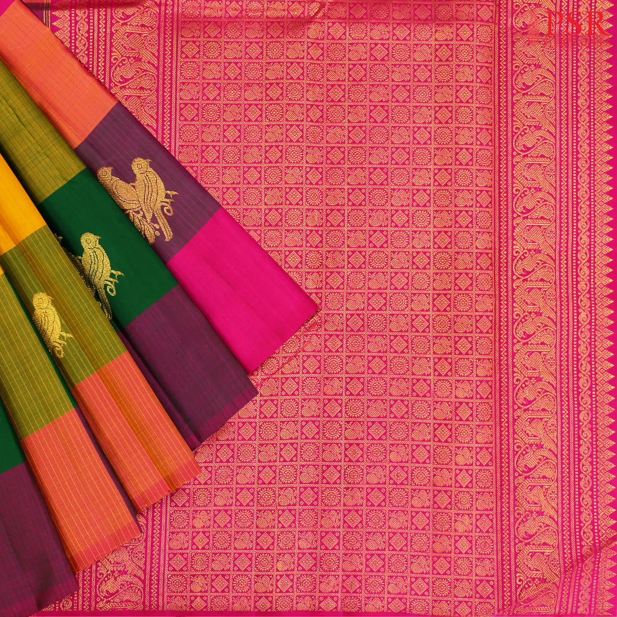 Multicolor Kanchipuram Silk Saree