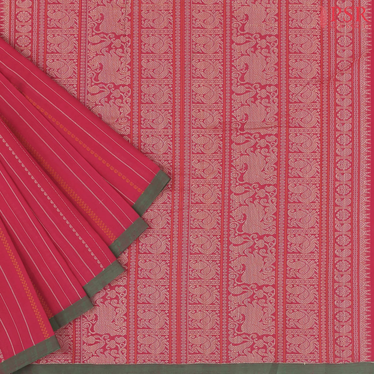 Cerise Pink Kalakshetra Kovai Cotton Saree