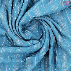 Cerulean Blue Crushed Bandhini Saree