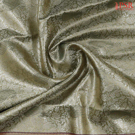 Olive Green Tissue Art Silk Saree