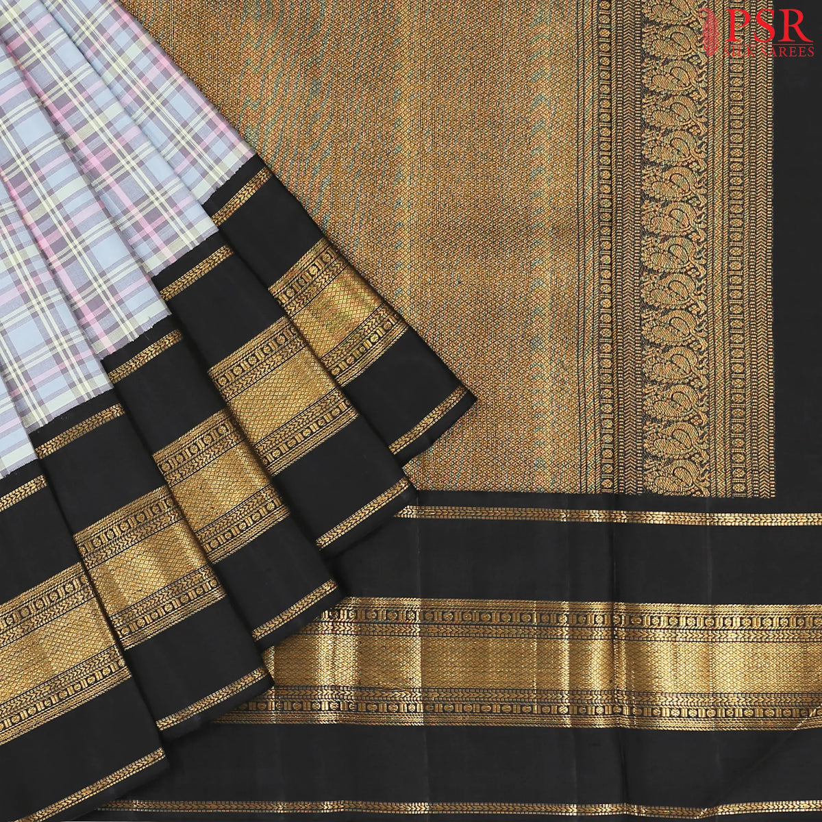 Misty Blue Kanchipuram Silk Saree