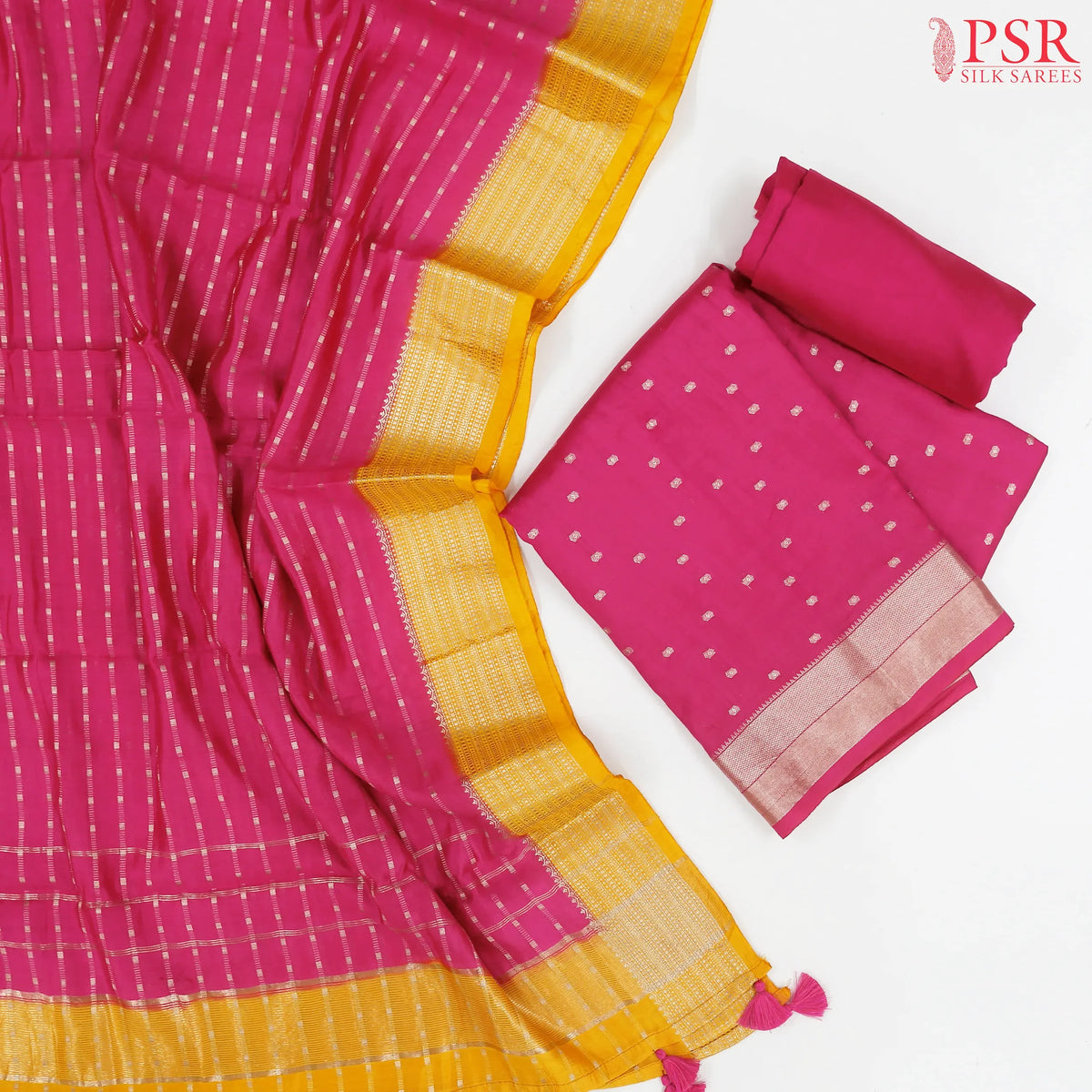 Hot Pink Assam Silk Dress Material
