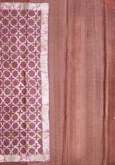 Onion Pink Banaras Tussar Silk Saree