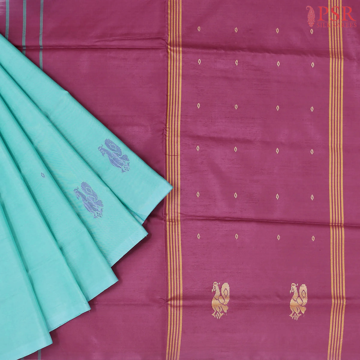Turquoise Vazhainaar Silk Saree