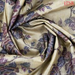 Olive Beige Banaras Tussar Silk Saree