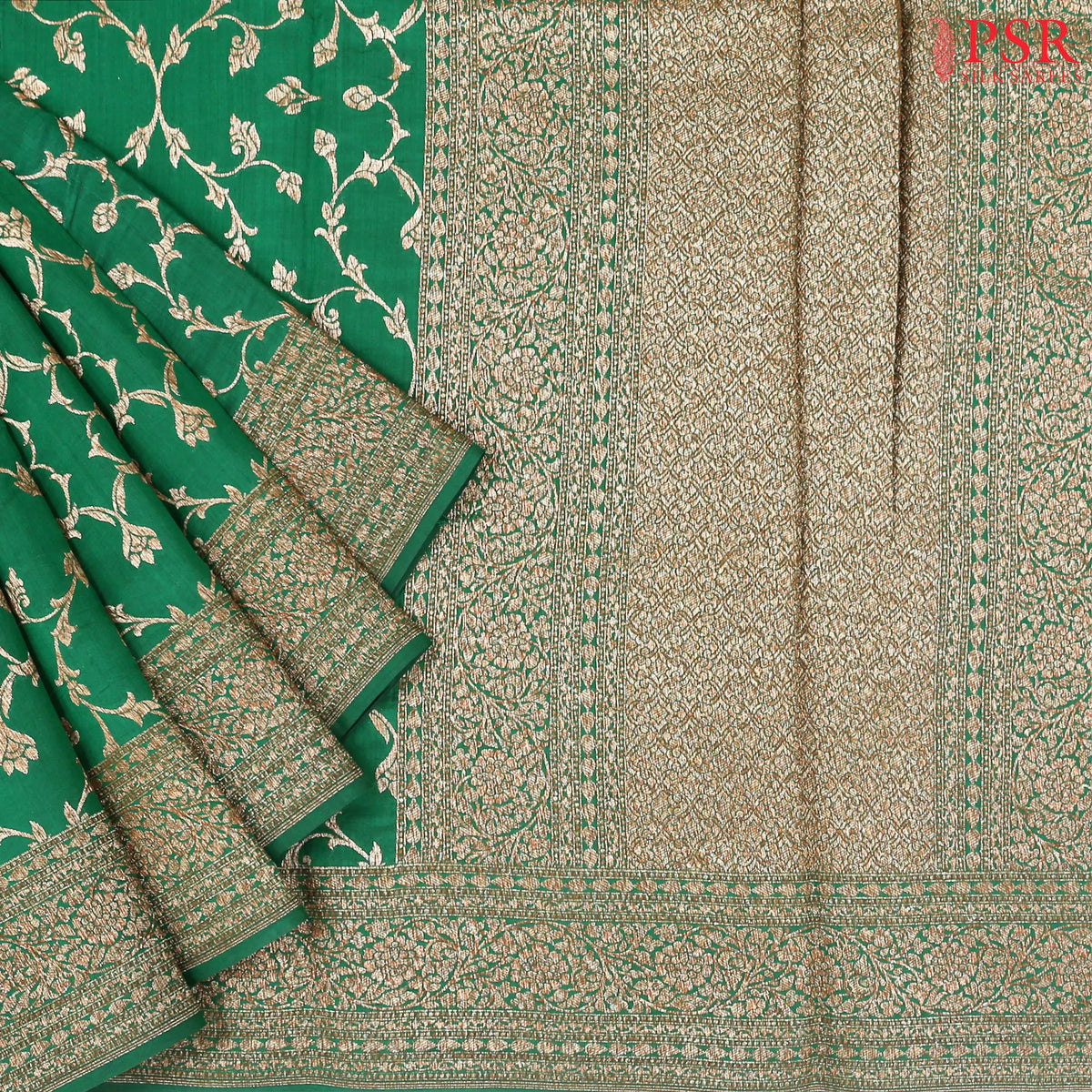 Emerald Green Chiniya Silk Saree