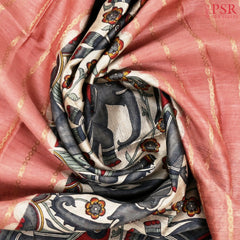 Beige & Flamingo Pink Kadhi Tussar Silk Saree