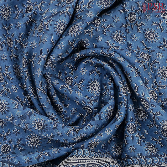 Aegean Blue Chanderi Silk Cotton Saree