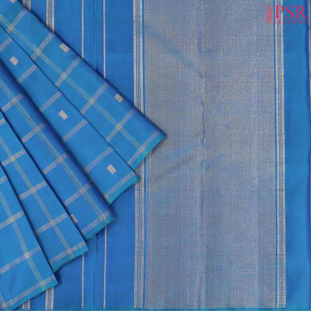 Peacock Blue Kanchipuram Silk Saree