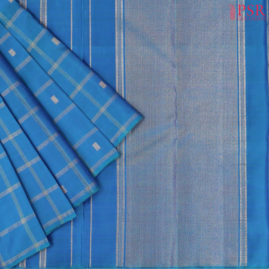 Peacock Blue Kanchipuram Silk Saree