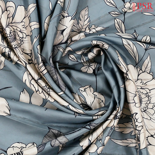 Steel Grey Semi Tussar Saree