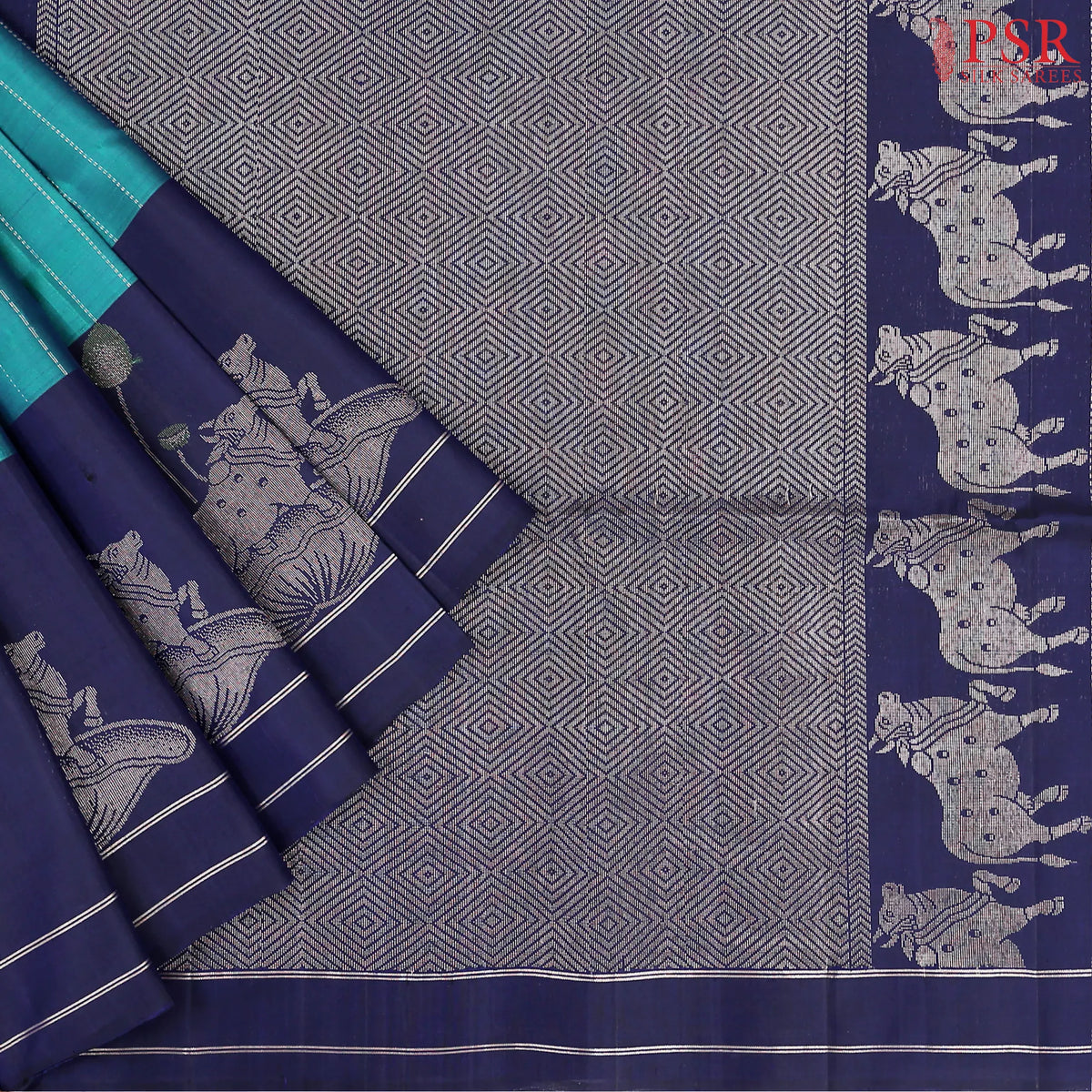 Teal Blue Soft Silk Saree