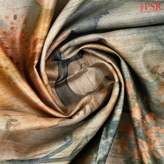 Chamois Tan Kadhi Tussar Silk Saree