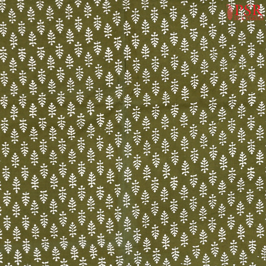 Olive Green Cotton Print Running Material