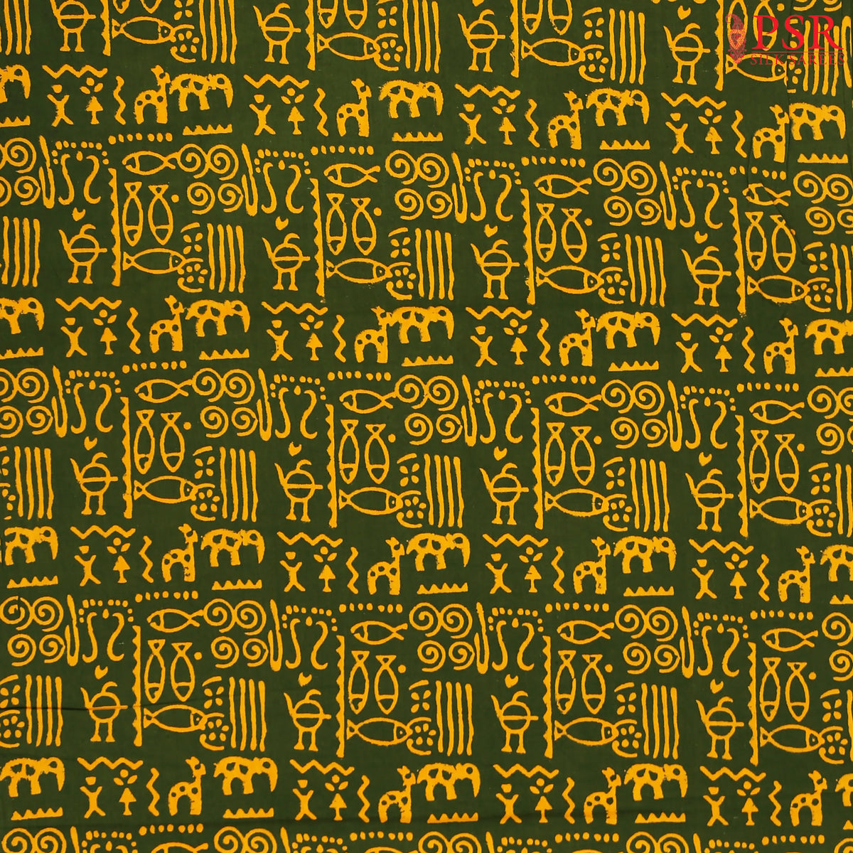 Bottle Green Cotton Print Running Material