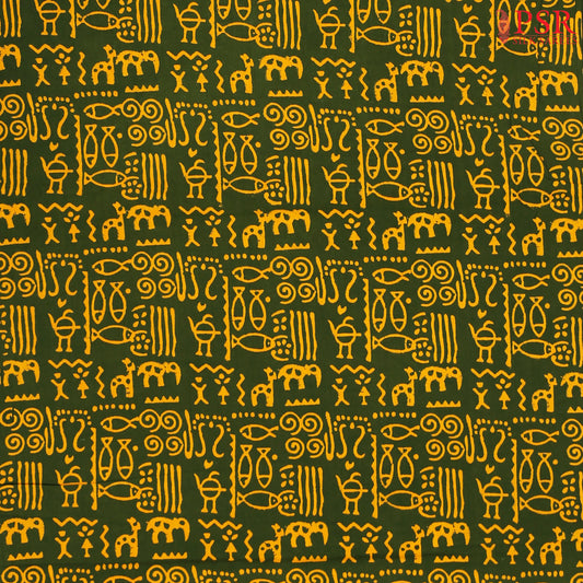 Bottle Green Cotton Print Running Material