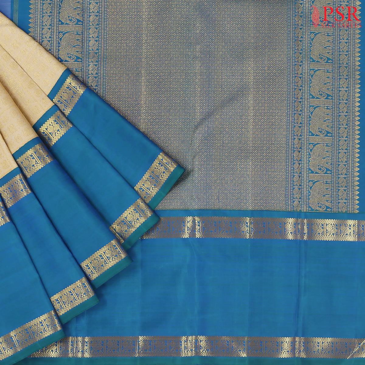 Beige Kanchipuram Silk Saree