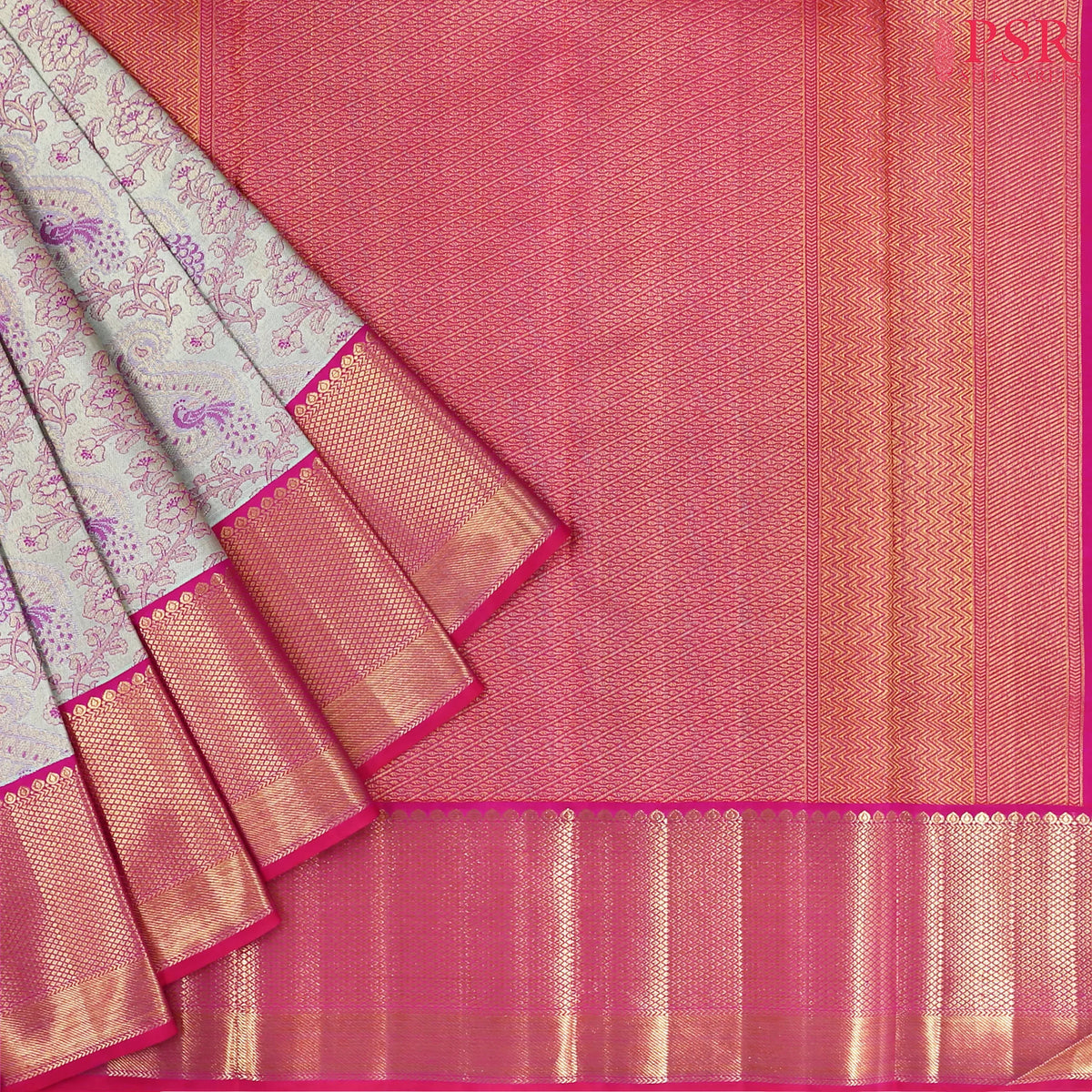 Turquoise Blue Kanchipuram Jacquard Tissue Silk Saree