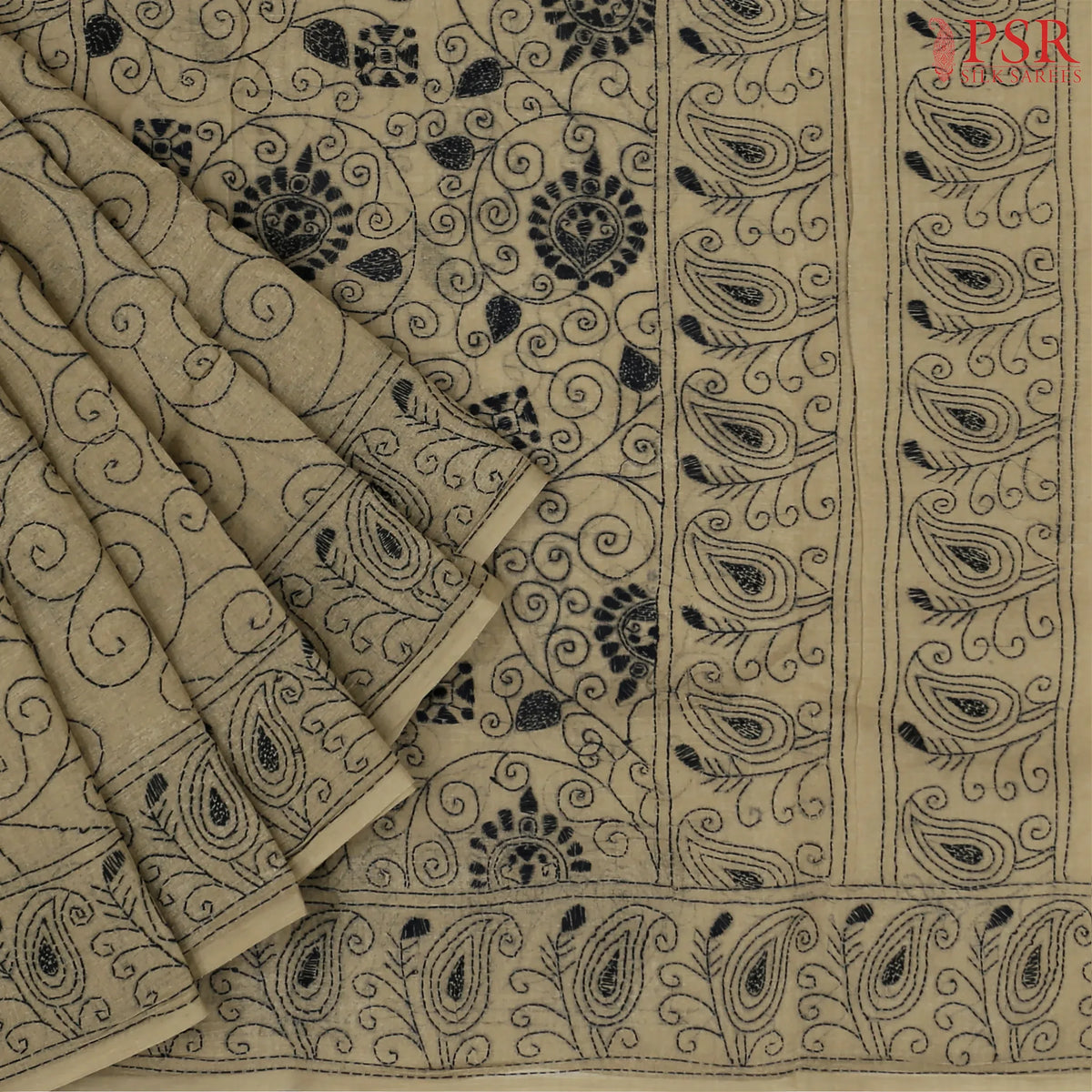 Taupe Grey Bengal Cotton Saree