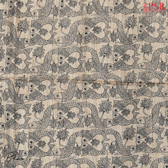 Hazelnut Beige & Dark Moss Green Kadhi Tussar Silk Saree