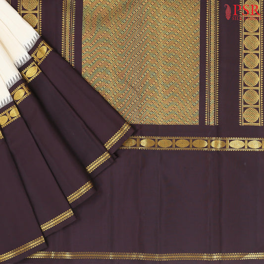 Beige Kanchipuram Silk Saree