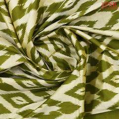 Beige & Olive Green Pochampally Silk Saree