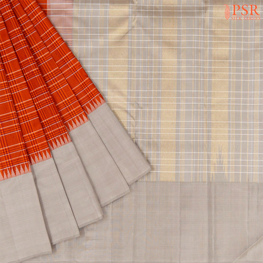 Red Orange Kanchipuram Silk Saree