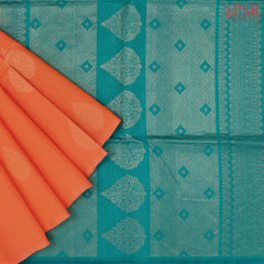 Peach Saffron Silk Cotton Saree