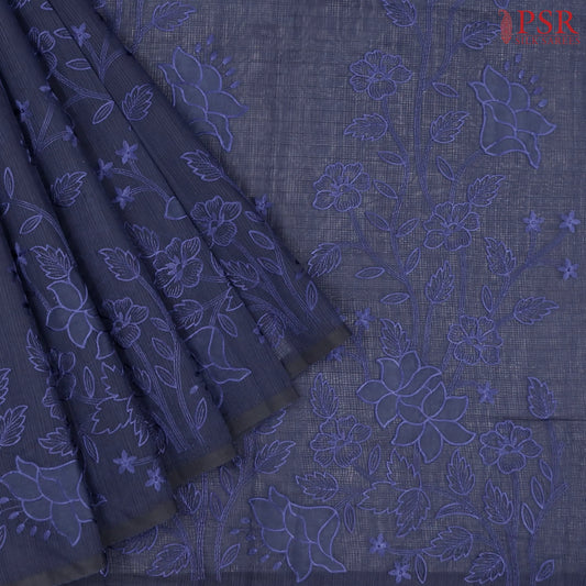 Midnight Blue Manipuri Super Net Saree