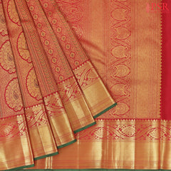 Carmine Red Kanchipuram Tissue Silk Saree