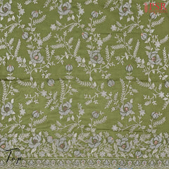 Asparagus Green Semi Georgette Dress Material