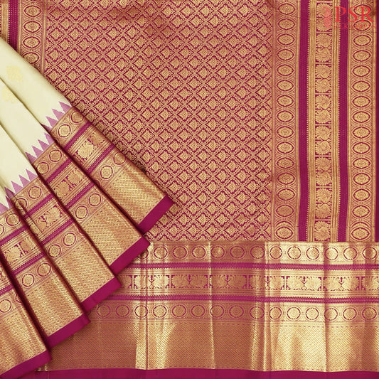 Olive Beige Kanchipuram Silk Saree