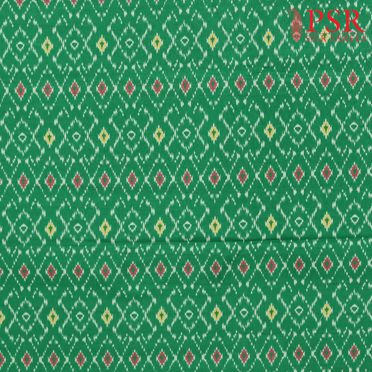 Emerald Green Semi Tassar Ikkat Print Running Material