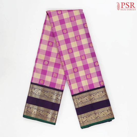 Fuchsia & Beige Kanchipuram Silk Saree