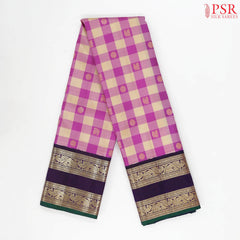 Fuchsia & Beige Kanchipuram Silk Saree